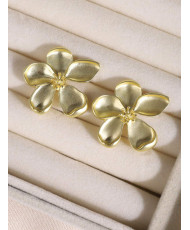 Boucles d'Oreilles Florales en Acier Inoxydable Doré