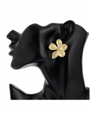 Boucles d'Oreilles Florales en Acier Inoxydable Doré